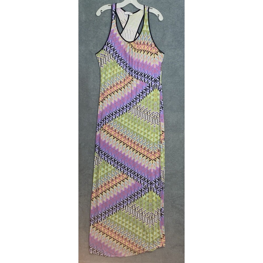 Calvin Klein Dress Womens 10 Green Maxi Pullover Sleeveless Summer Beachy Casual